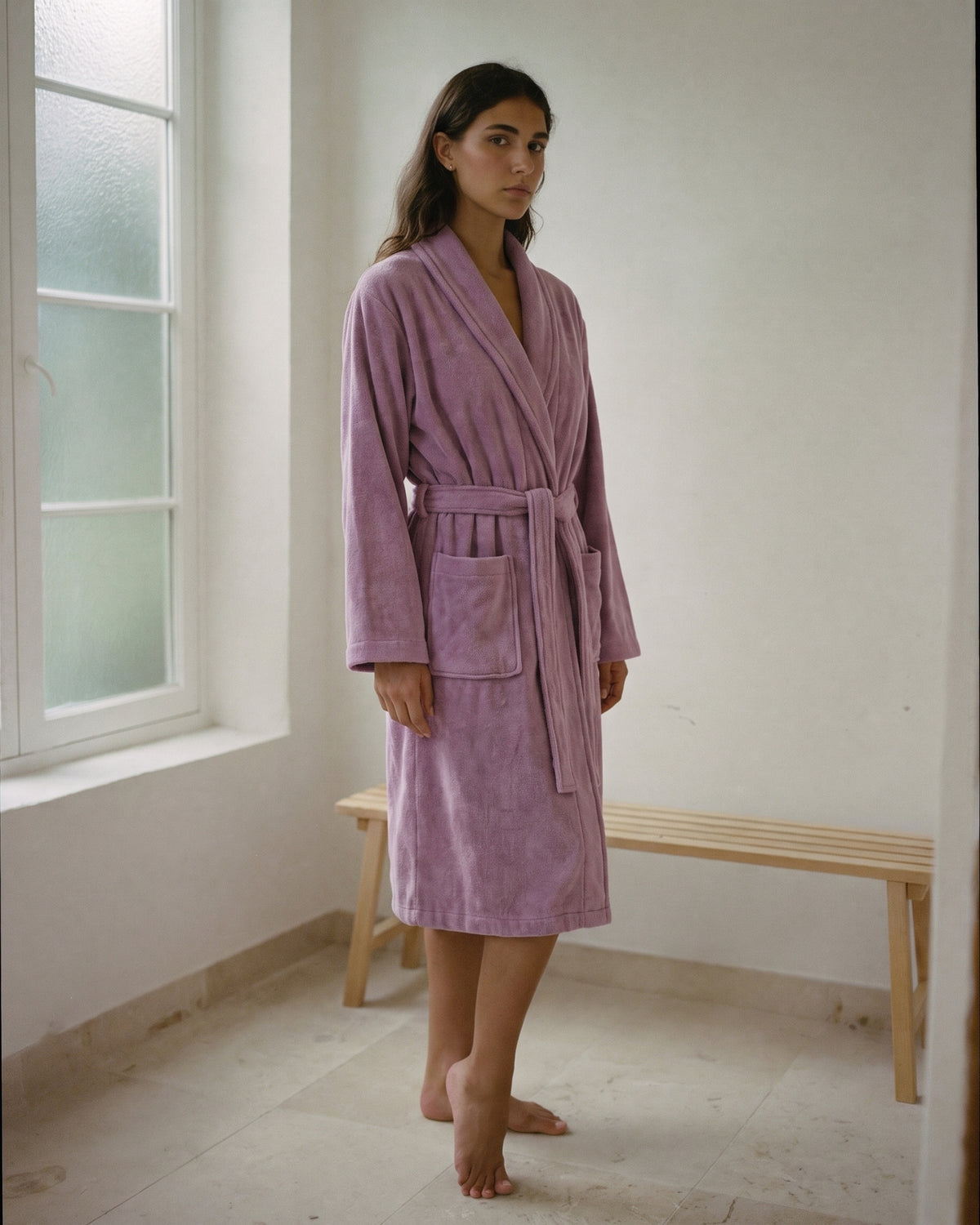 Peignoir Court Éponge Femme
