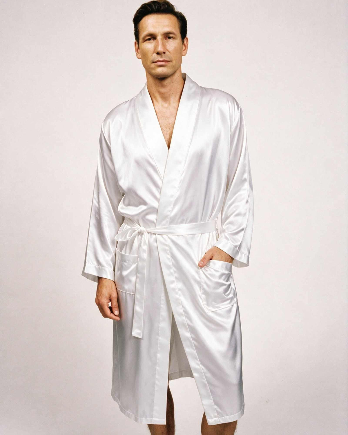 Peignoir Court Satin pour Homme