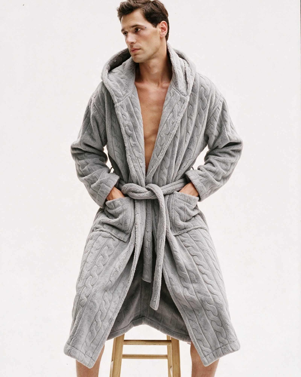 Peignoir Homme Polaire Gris