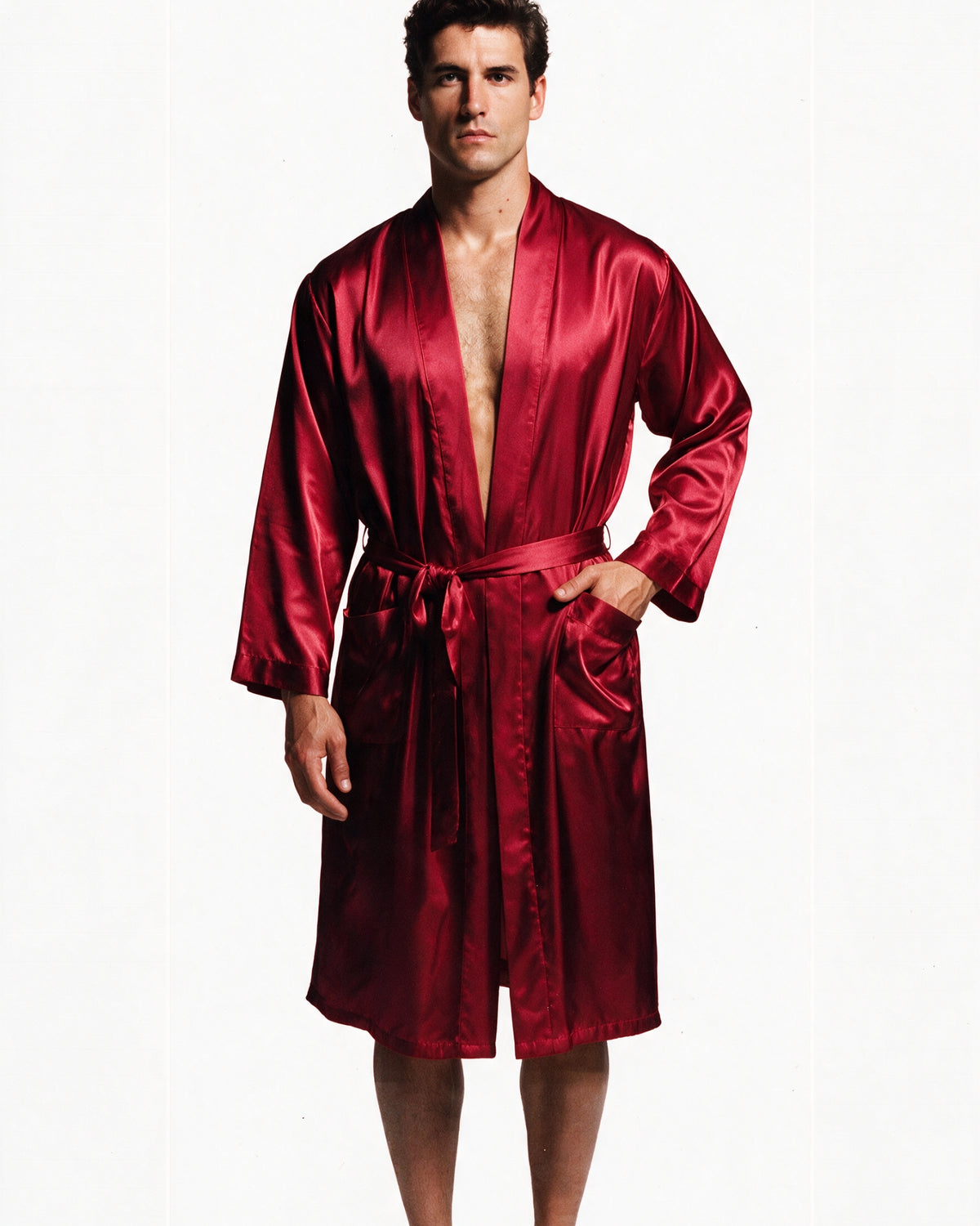 Peignoir Satin Homme Rouge