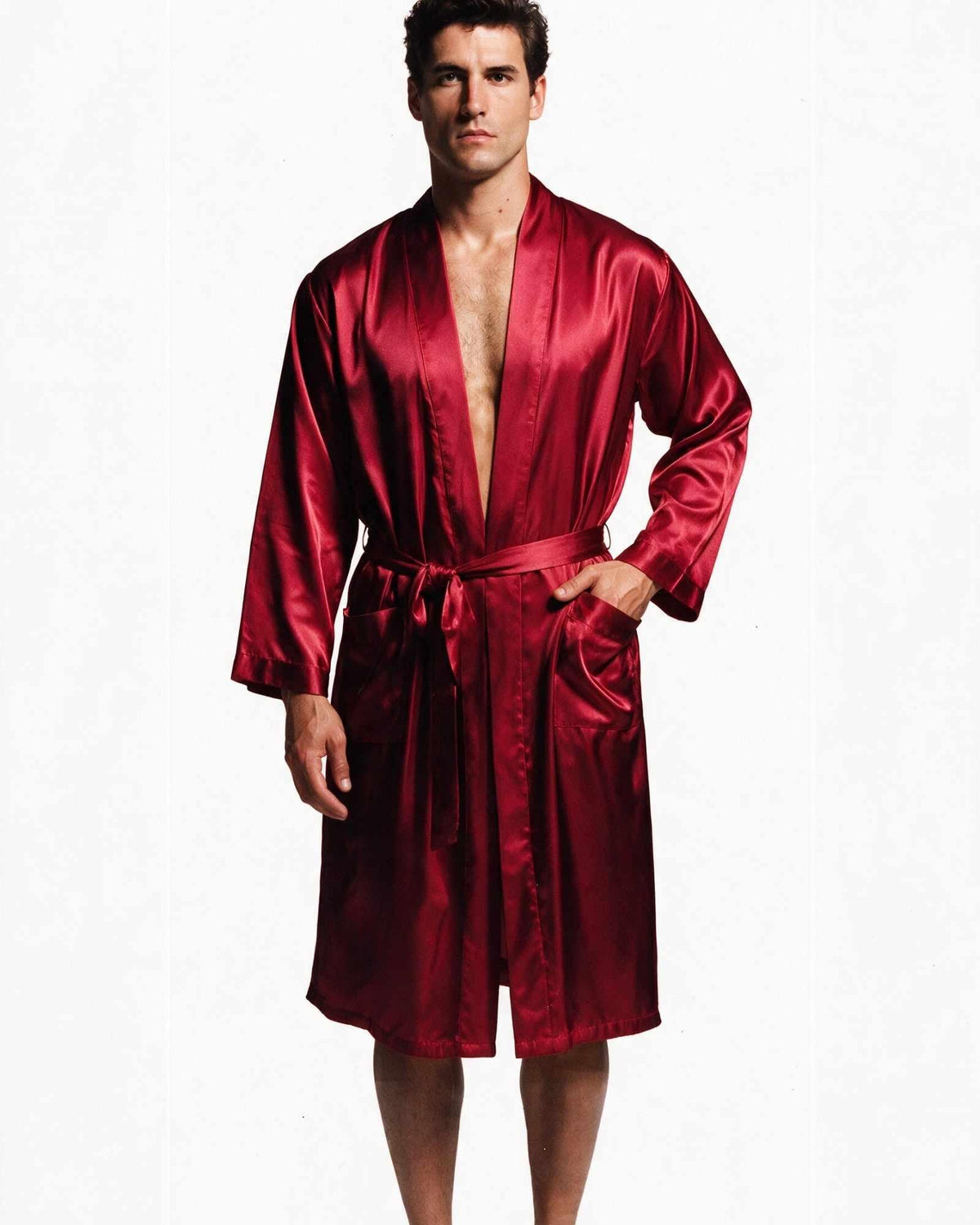 Peignoir Satin Homme Rouge