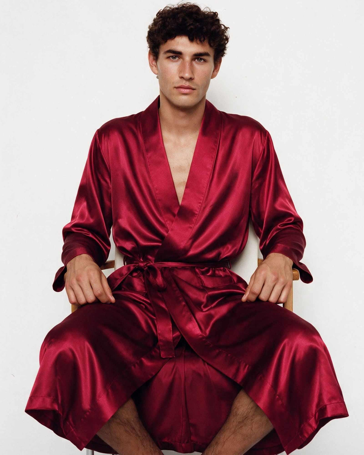 Peignoir Satin Homme Rouge