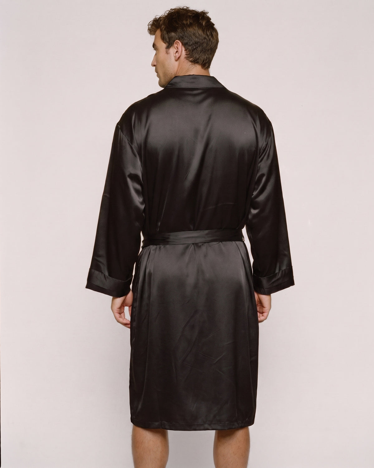 Peignoir Satin Noir Homme