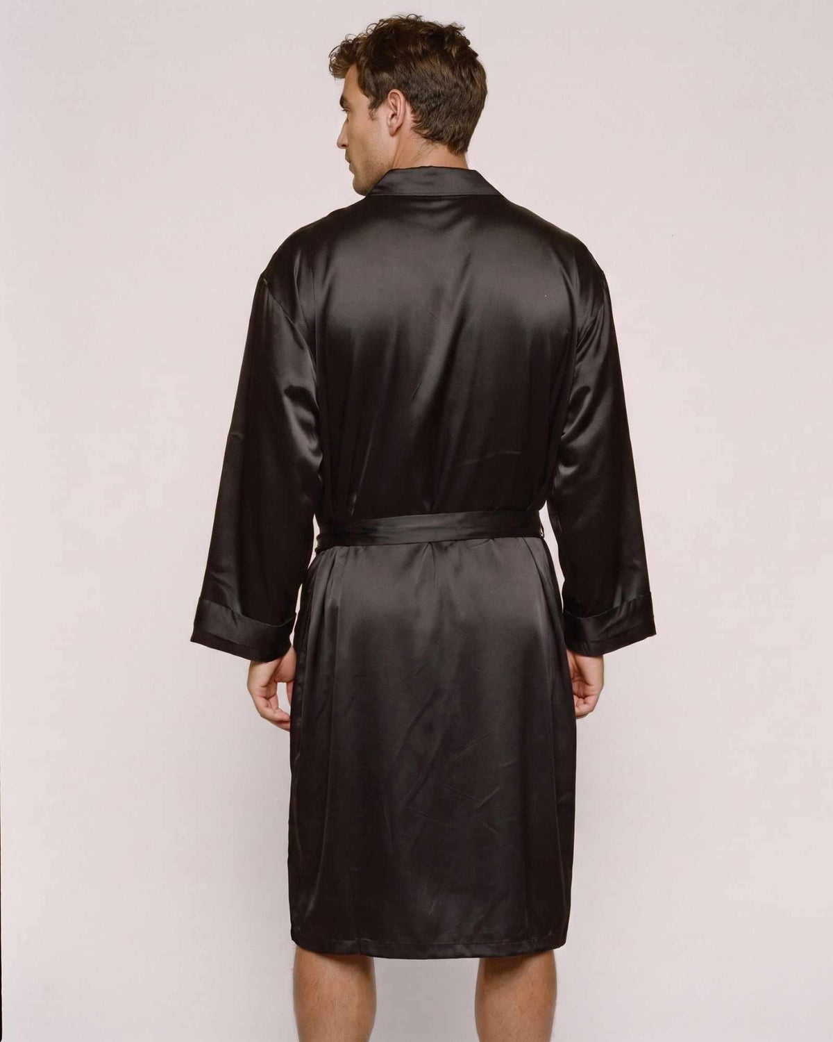 Peignoir Satin Noir Homme