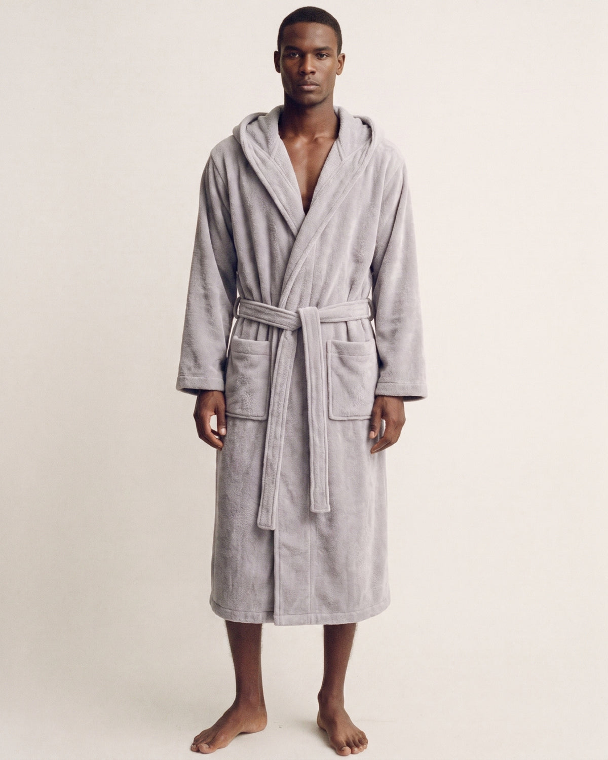 Peignoir de Bain Capuche Éponge Homme Gris​