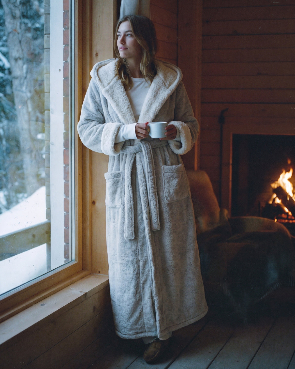 Peignoir Femme Chaud à Capuche