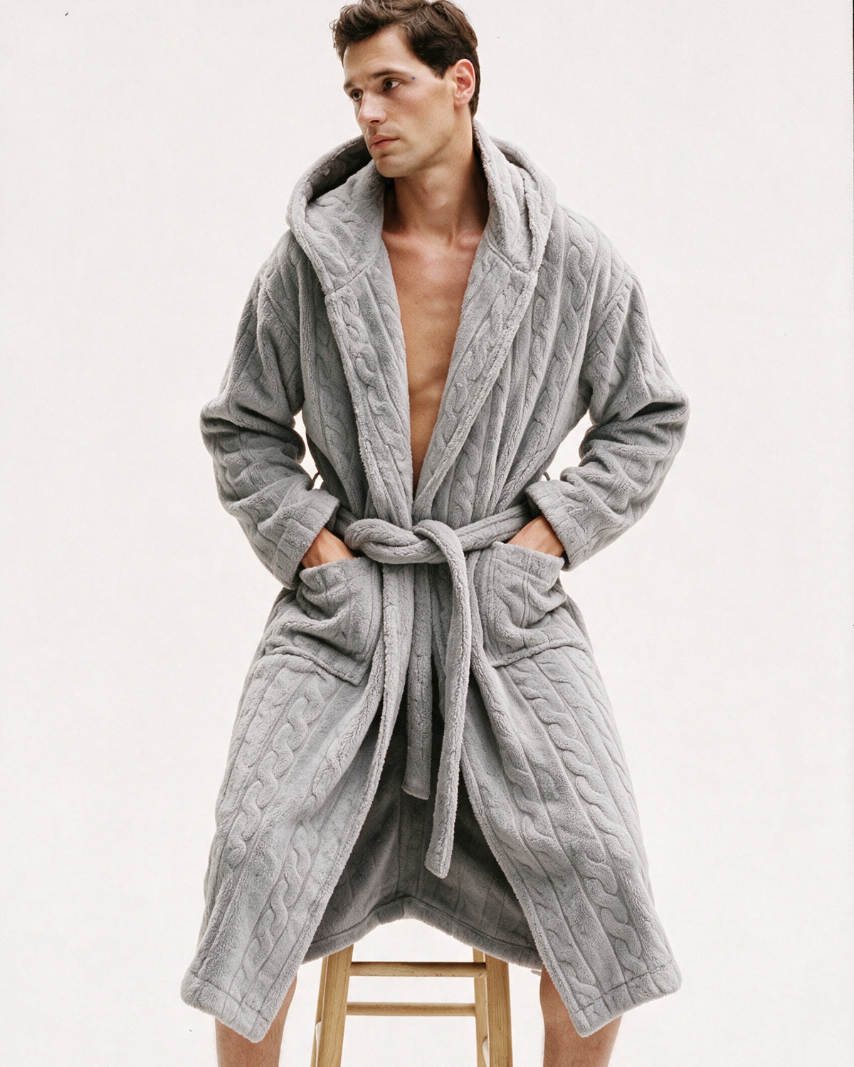 Peignoir Homme Polaire Gris