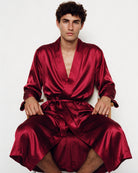 Peignoir Satin Homme Rouge