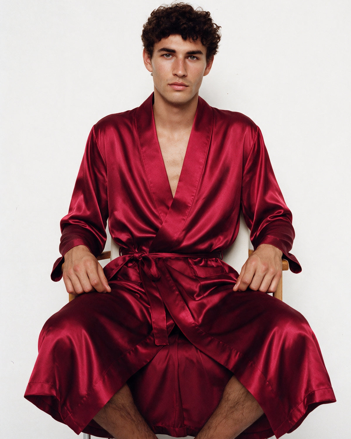 Peignoir Satin Homme Rouge