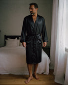 Peignoir Satin Noir Homme