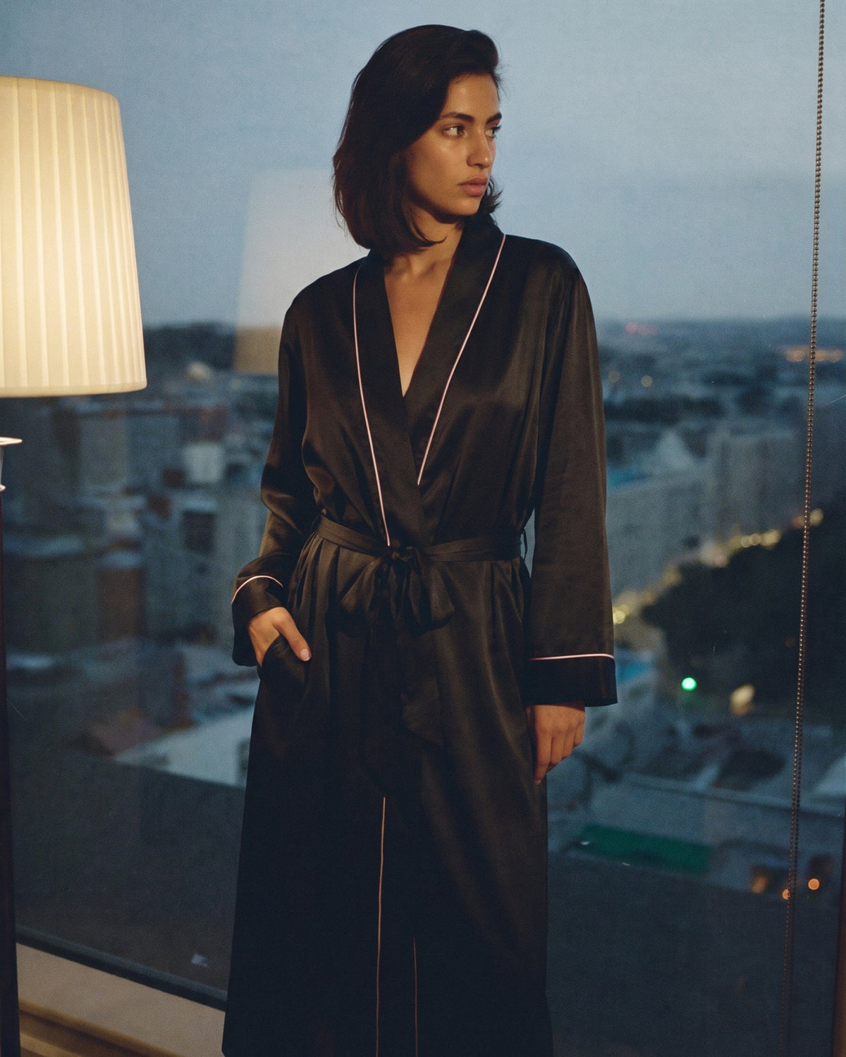 Robe de Chambre Femme Satin Noir